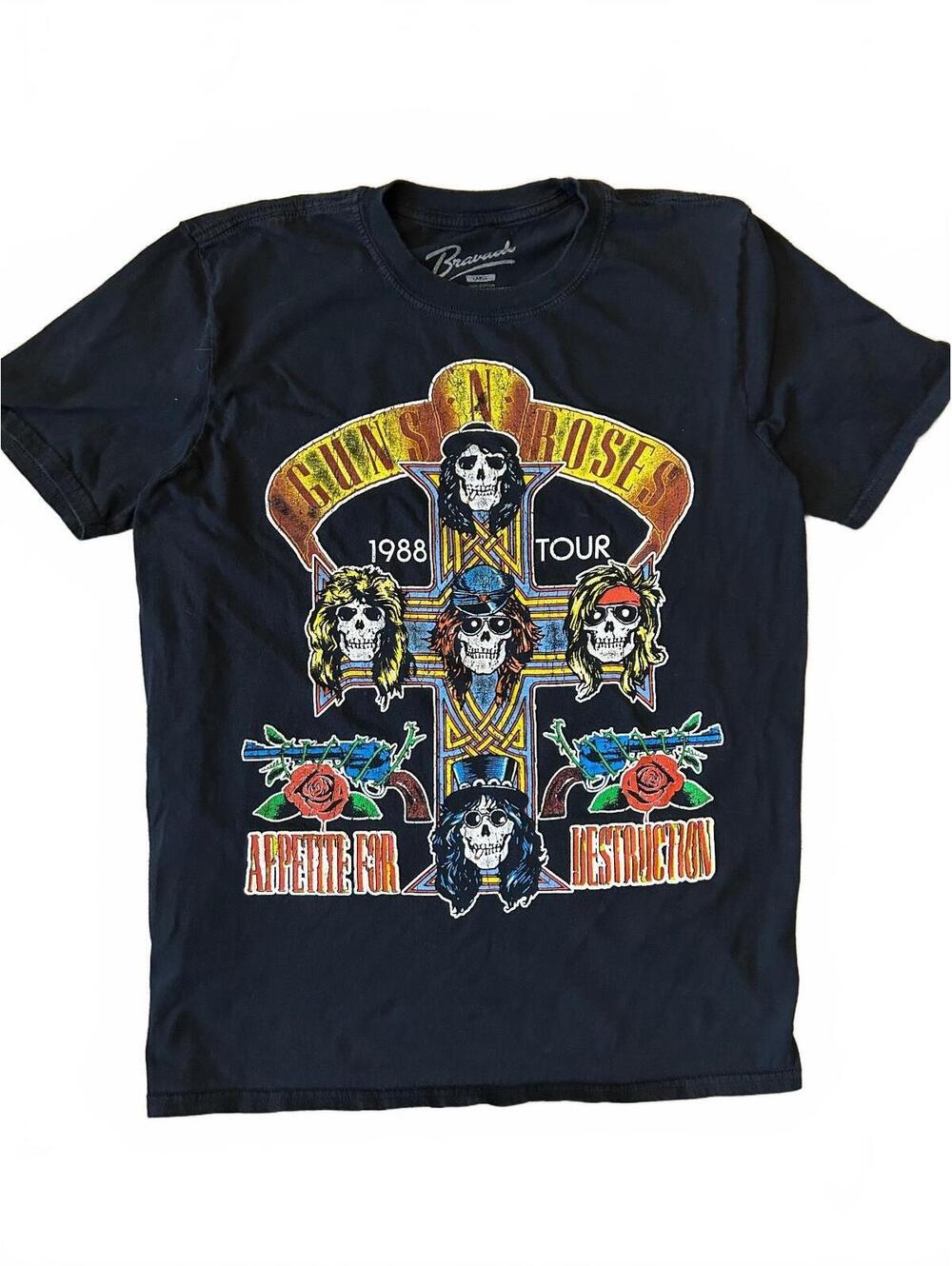 Guns N Roses 1988 Appetite For Destruction Tour Bravado Licensed Band Tee